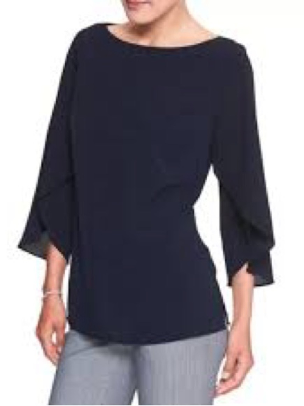 Banana Republic Navy Boatneck 3/4 Sleeve Blouse